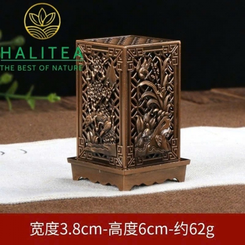 Lư Đồng Xông Trầm Đứng Chạm Khắc 3D Long Phụng, Tùng Hạc – Cao 6cm
