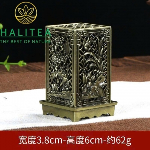 Lư Đồng Xông Trầm Đứng Chạm Khắc 3D Long Phụng, Tùng Hạc – Cao 6cm