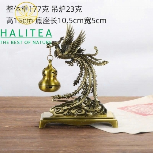 Lư Đồng Xông Trầm Treo Phượng Hoàng Tọa Vân Cao 15cm