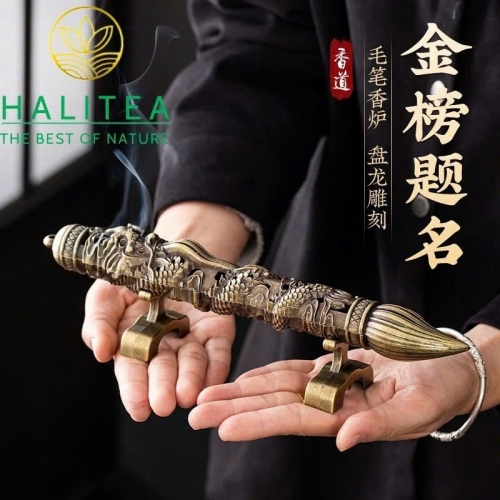 Lư Hương Xông Trầm Nằm Kim Bảng Đề Danh – Long Bút Hợp Kim Cao Cấp