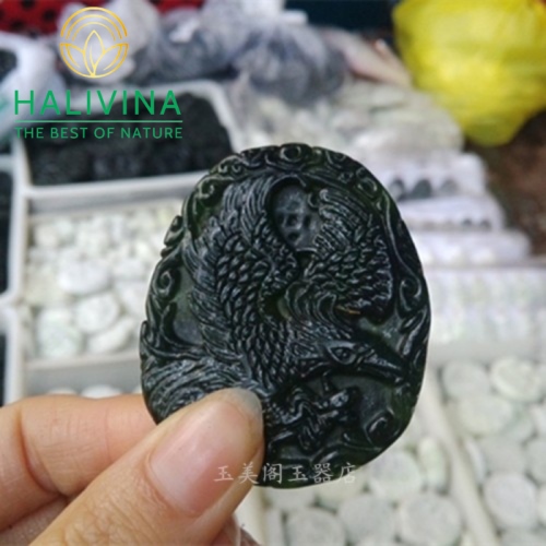 Mặt Dây Chuyền Đại Bàng Ngọc Bích Đá Serpentine Tự Nhiên 42.50mm