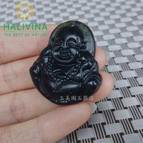 Mặt Dây Chuyền Phật Di Lặc Ngọc Bích Đá Serpentine Tự Nhiên 39.38mm