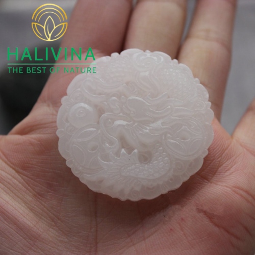 Mặt Dây Chuyền Rồng Bạch Ngọc Đá Tự Nhiên Afghanistan 50.50mm