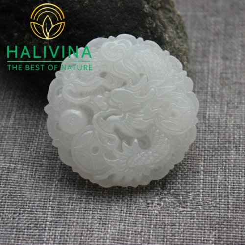 Mặt Dây Chuyền Rồng Bạch Ngọc Đá Tự Nhiên Afghanistan 50.50mm
