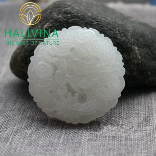 Mặt Dây Chuyền Rồng Bạch Ngọc Đá Tự Nhiên Afghanistan 50.50mm