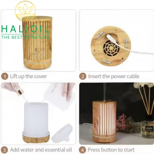 Máy Khuếch Tán Tinh Dầu Trụ Sọc 200ml + Tặng Chai Tinh Dầu 10ml