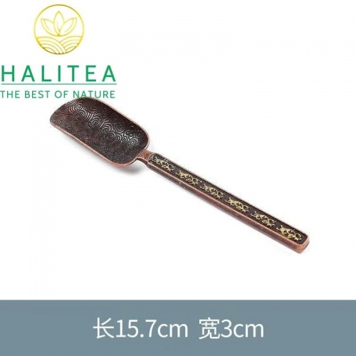 Muỗng Xúc Trà Bằng Đồng Khắc Hoa Văn 16cm
