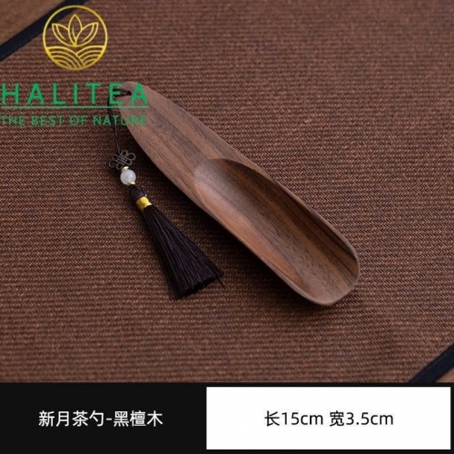 Muỗng Xúc Trà Gỗ Tự Nhiên Dây Tua Rua Cổ Điển 16,5cm