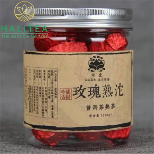 Phổ Nhĩ Chín Viên Hoa Hồng Hũ Pet 100gr