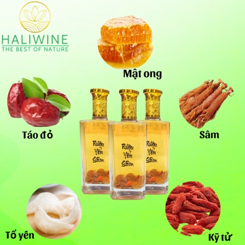 Rượu Sâm Yến HALIWINE Lon Xanh Chai 500ml
