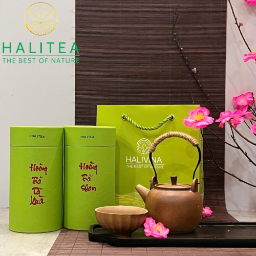 Set 2 Lon Hoàng Trà Shan Tuyết Cổ Thụ Thượng Hạng HALITEA Lon Xanh