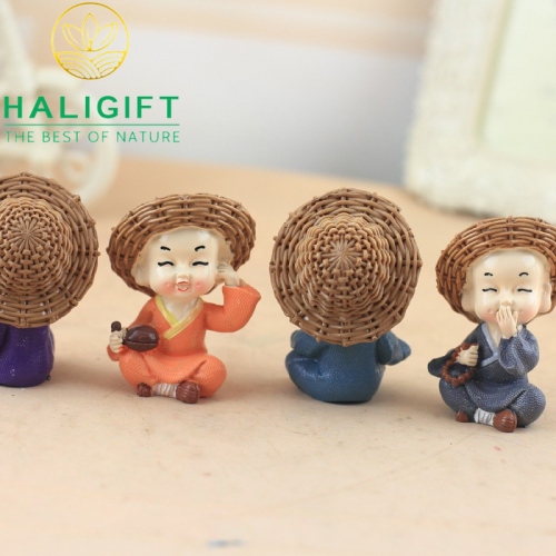 Set 4 Tượng Chú Tiểu Tứ Không Đội Nón