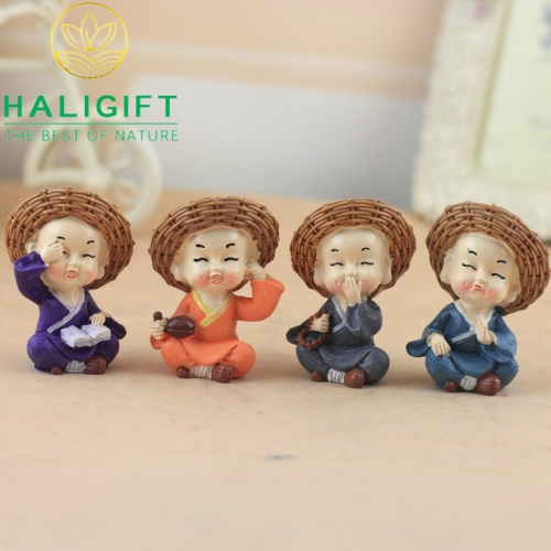 Set 4 Tượng Chú Tiểu Tứ Không Đội Nón