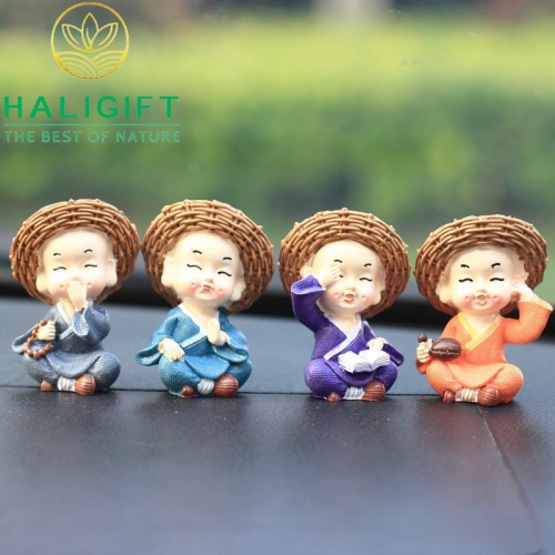 Set 4 Tượng Chú Tiểu Tứ Không Đội Nón