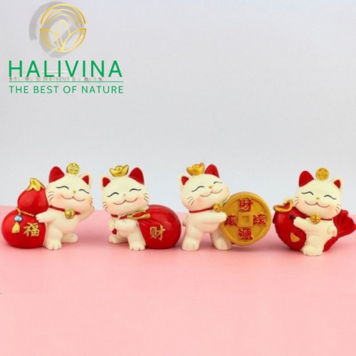 Set 4 Tượng Mèo Thần Chiêu Tài Lộc