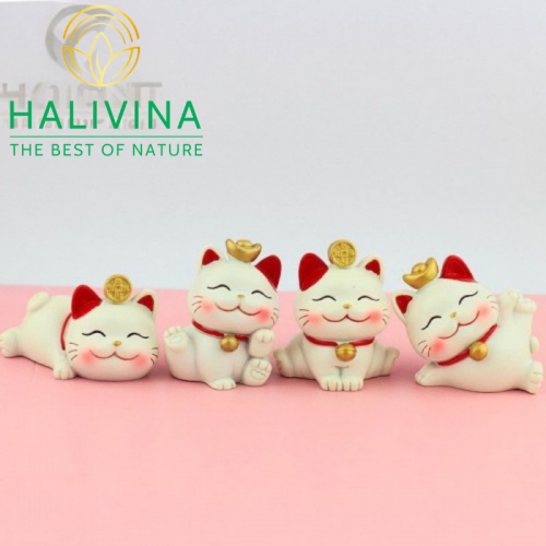 Set 4 Tượng Mèo Thần Tài May Mắn