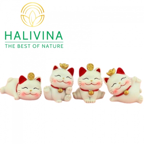 Set 4 Tượng Mèo Thần Tài May Mắn