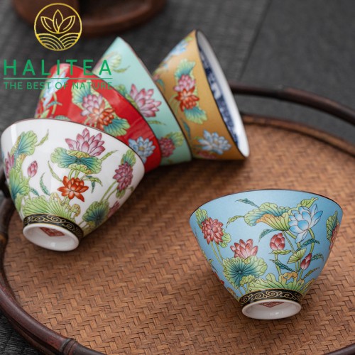 Set Bộ 06 Chén Trà Gốm Sứ Đức Hoá Cao Cấp 70ml