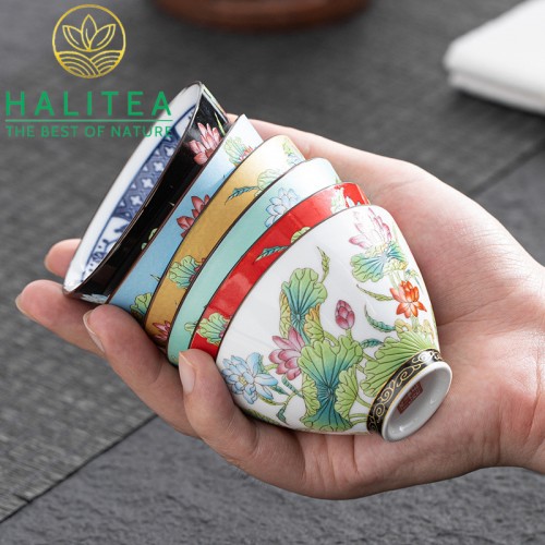 Set Bộ 06 Chén Trà Gốm Sứ Đức Hoá Cao Cấp 70ml