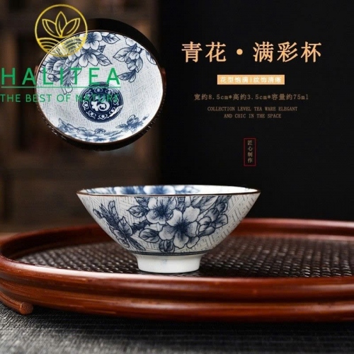 Set Bộ 10 Chén Trà Sứ Thanh Hoa 75ml - Hộp Quà Tặng