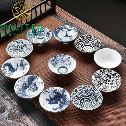 Set Bộ 10 Chén Trà Sứ Thanh Hoa 75ml - Hộp Quà Tặng