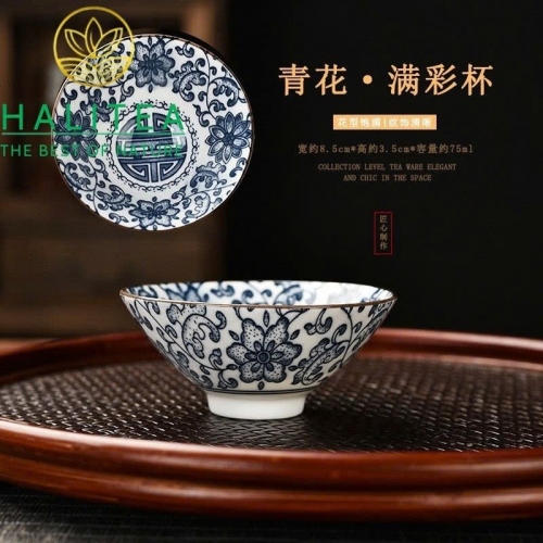 Set Bộ 10 Chén Trà Sứ Thanh Hoa 75ml - Hộp Quà Tặng