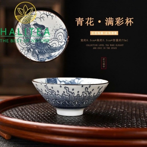 Set Bộ 10 Chén Trà Sứ Thanh Hoa 75ml - Hộp Quà Tặng