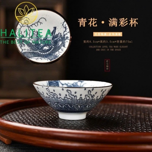 Set Bộ 10 Chén Trà Sứ Thanh Hoa 75ml - Hộp Quà Tặng