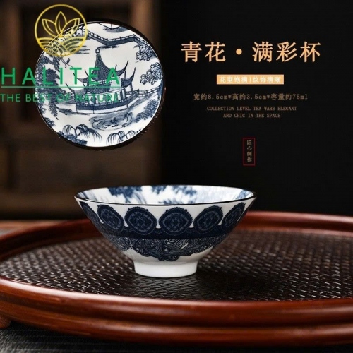 Set Bộ 10 Chén Trà Sứ Thanh Hoa 75ml - Hộp Quà Tặng