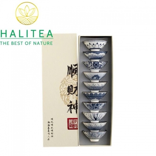 Set Bộ 10 Chén Trà Sứ Thanh Hoa 75ml - Hộp Quà Tặng