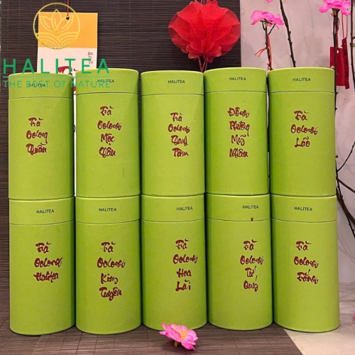 Set Quà Tặng - 10 Loại Trà Ô Long HALITEA Cao Cấp Lon Xanh 01 Túi
