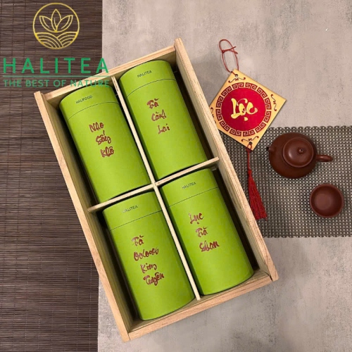 Set Quà Tặng TẾT AN KHANG Tam Đại Danh Trà Việt Hộp Gỗ Cao Cấp 2025