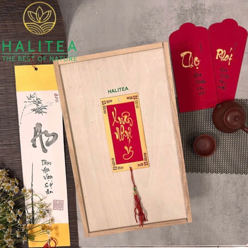 Set Quà Tặng XUÂN NHƯ Ý 04 Loại Trà Shan Tuyết Cổ Thụ Hộp Gỗ Cao Cấp