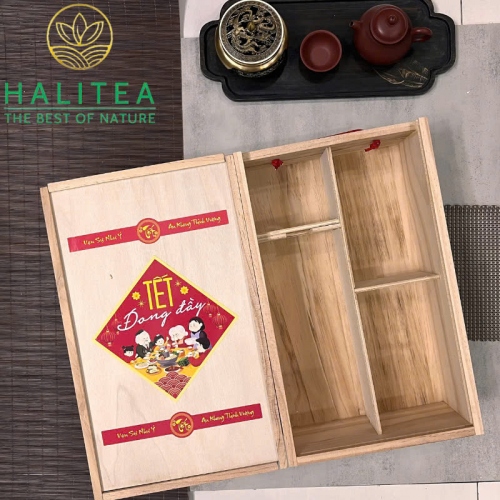 Set Quà Tặng TẾT ĐONG ĐẦY Quà Thuần Việt Hộp Gỗ Cao Cấp 2025