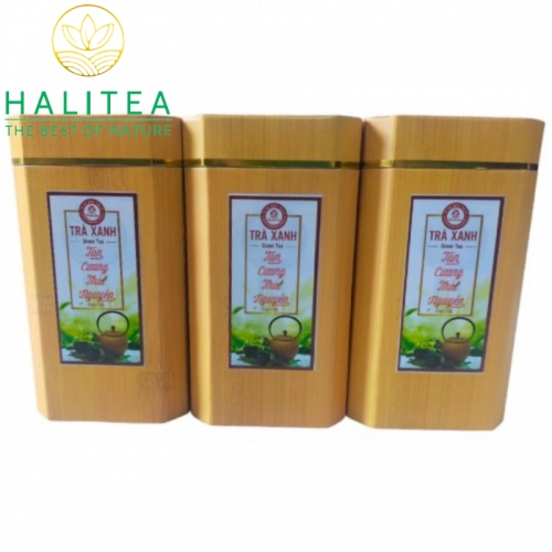 Set Quà Tặng Trà Móc Câu Cao Cấp HALITEA Hộp Tre Đan 600gr