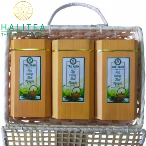 Set Quà Tặng Trà Móc Câu Đặc Biệt HALITEA Hộp Tre Đan 600gr