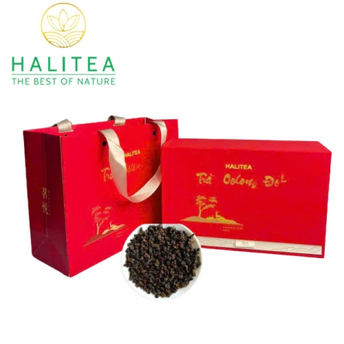 Set Quà Tặng - Trà Oolong Đỏ HALITEA Cao Cấp Hộp Thiếc 200gr