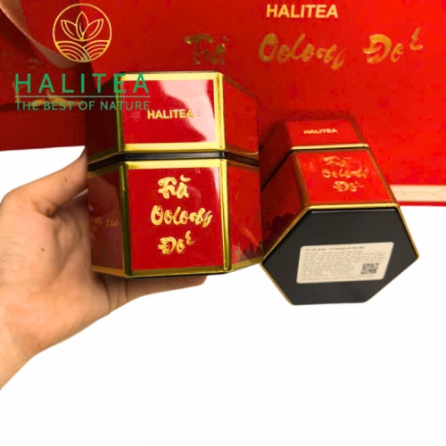 Set Quà Tặng - Trà Oolong Đỏ HALITEA Cao Cấp Hộp Thiếc 200gr