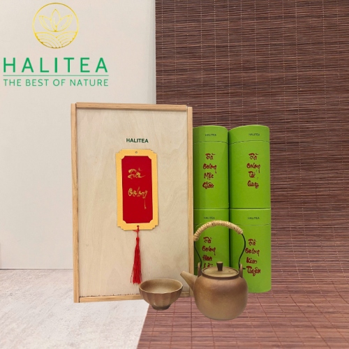 Set Quà Tặng Trà Oolong Hộp Gỗ Cao Cấp