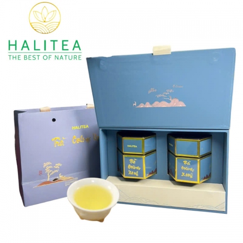 Set Quà Tặng - Trà Oolong Xanh HALITEA Cao Cấp Hộp Thiếc 200gr