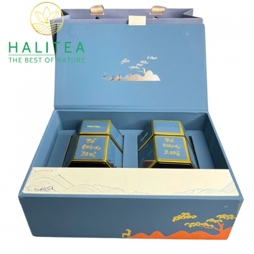 Set Quà Tặng - Trà Oolong Xanh HALITEA Cao Cấp Hộp Thiếc 200gr