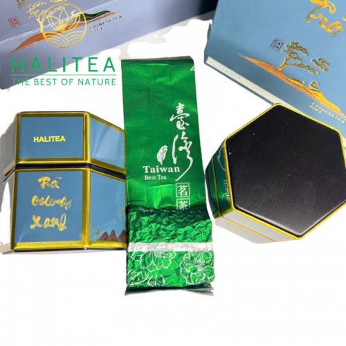 Set Quà Tặng - Trà Oolong Xanh HALITEA Cao Cấp Hộp Thiếc 200gr