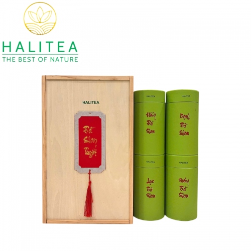 Set Quà Tặng Trà Shan Tuyết Cổ Thụ Hộp Gỗ Cao Cấp