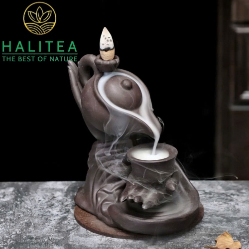 Thác Khói Trầm Hương Bộ Ấm Trà Phật Thủ