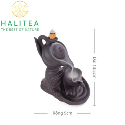 Thác Khói Trầm Hương Bộ Ấm Trà Phật Thủ