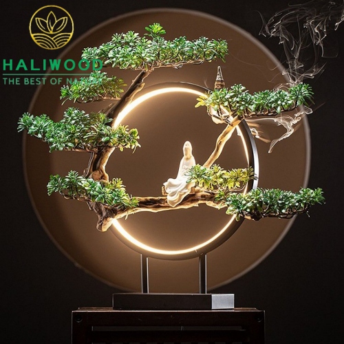 Thác Khói Trầm Hương Đèn Led Cò Trắng