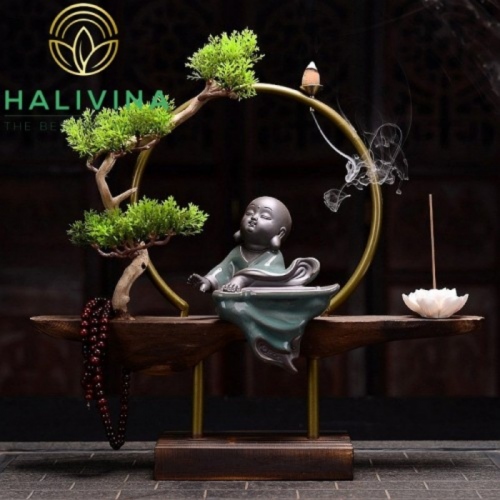 Thác Khói Trầm Hương Vòng Tròn Chú Tiểu