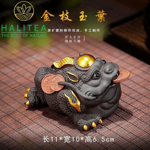 Thiềm Thừ Tử Sa Vẽ Vàng Cao Cấp - Tea Pet