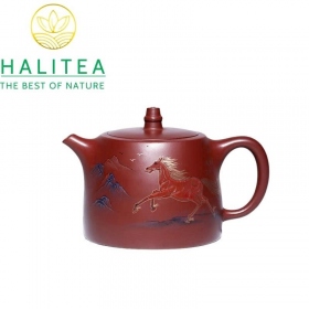 Ấm Tử Sa Hán Đạc Huyết Long Sa Mã Đáo Thành Công 450ml
