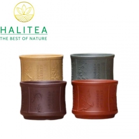 Bộ 4 Chén Trà Tử Sa Nguyên Khoáng Mai Lan Trúc Cúc 80ml